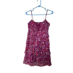 American Eagle Outfitters Y2K Ruffle Tiered Pink Floral Mini Dress Size 6